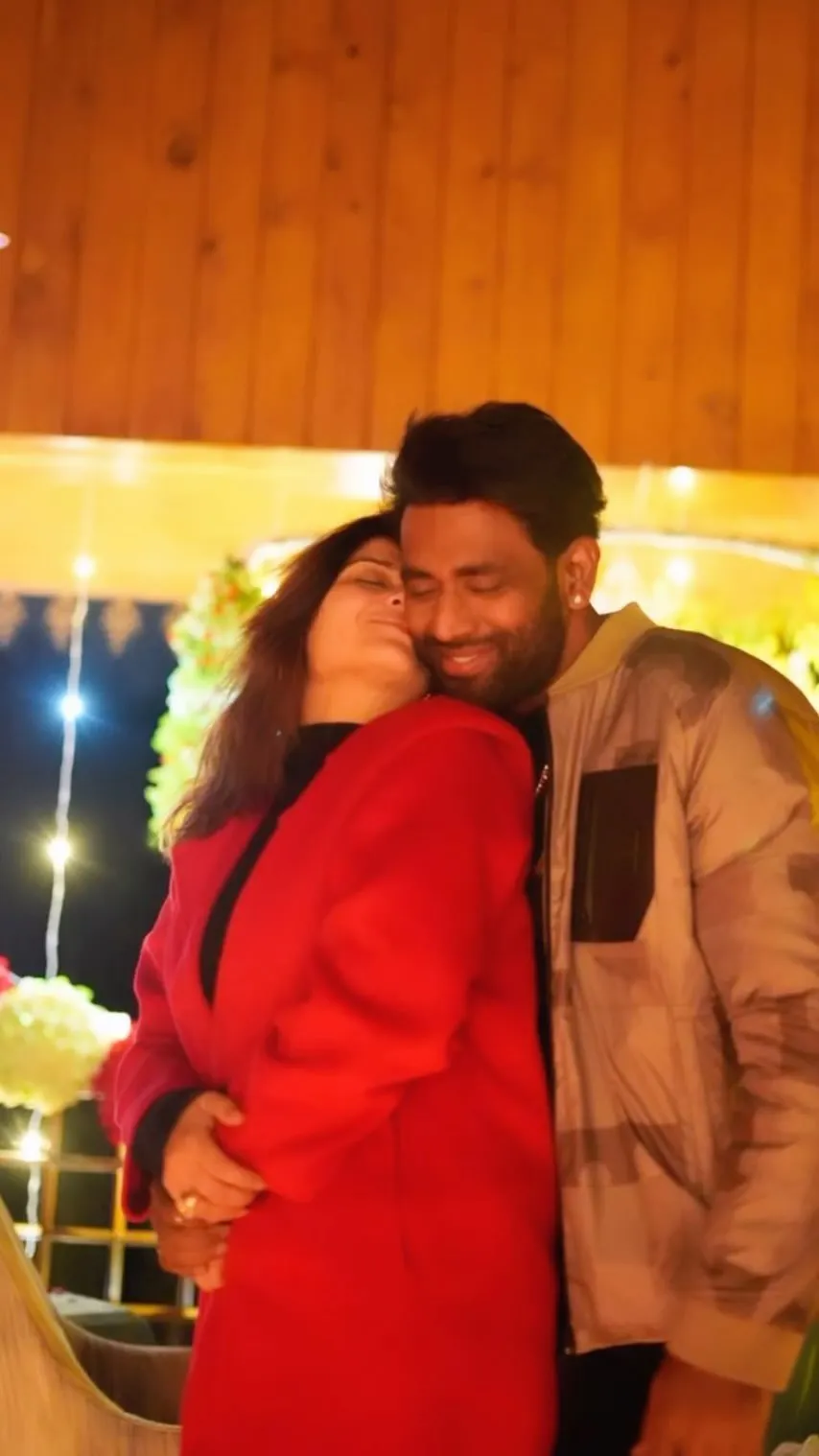 Arti Singh is hugging her husband warmly during festivities