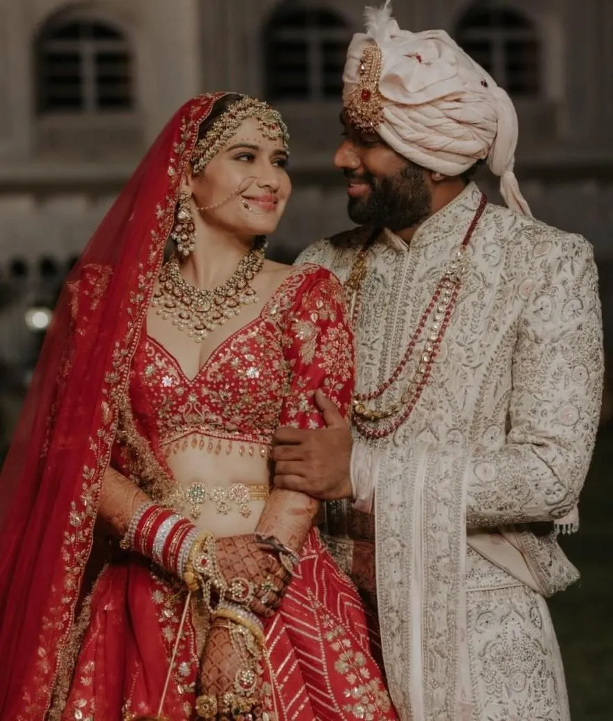 Arti Singh and her husband share a romantic wedding portrait