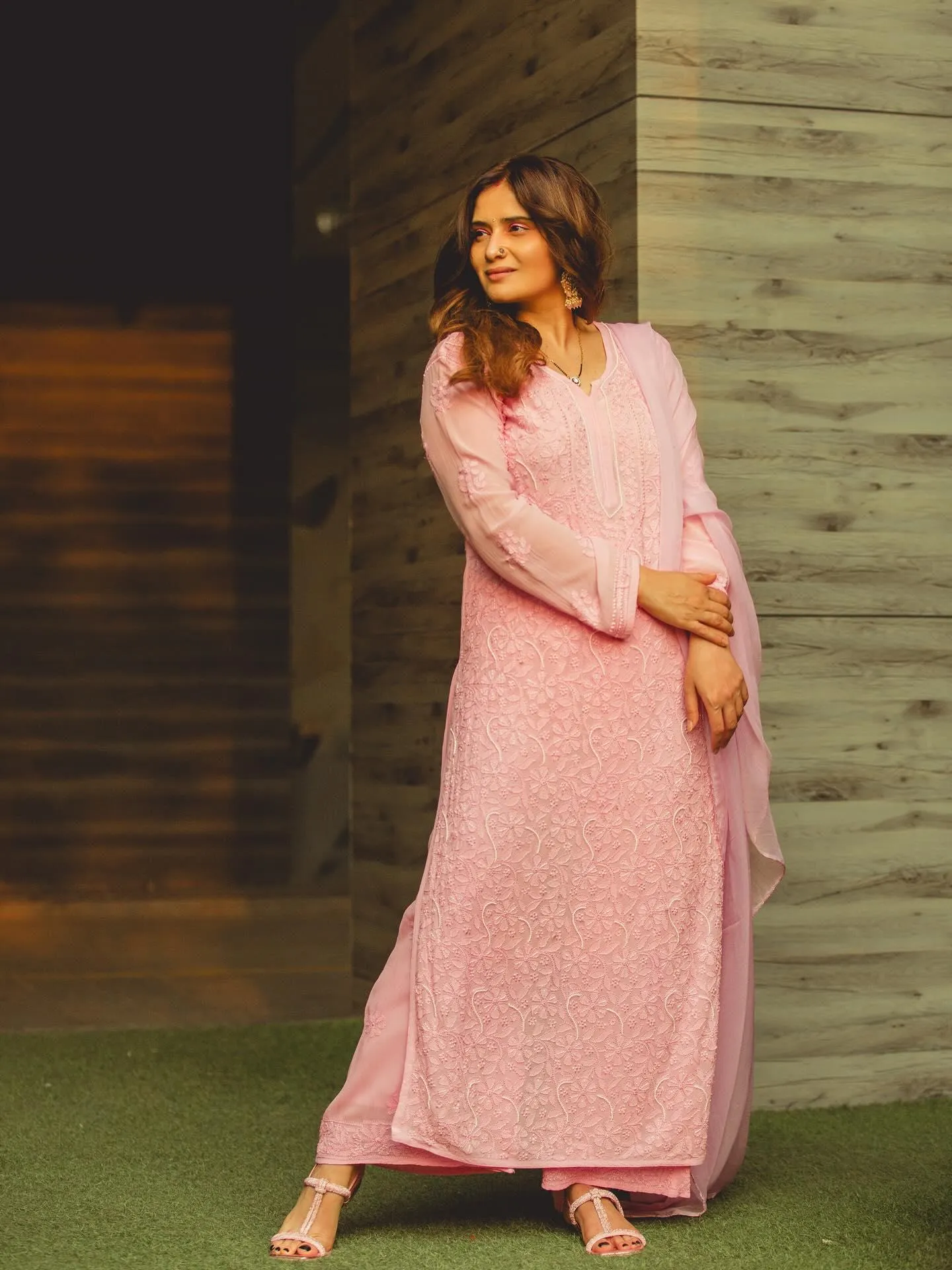 Arti Singh keeps it simple in a light pink traditional kurta