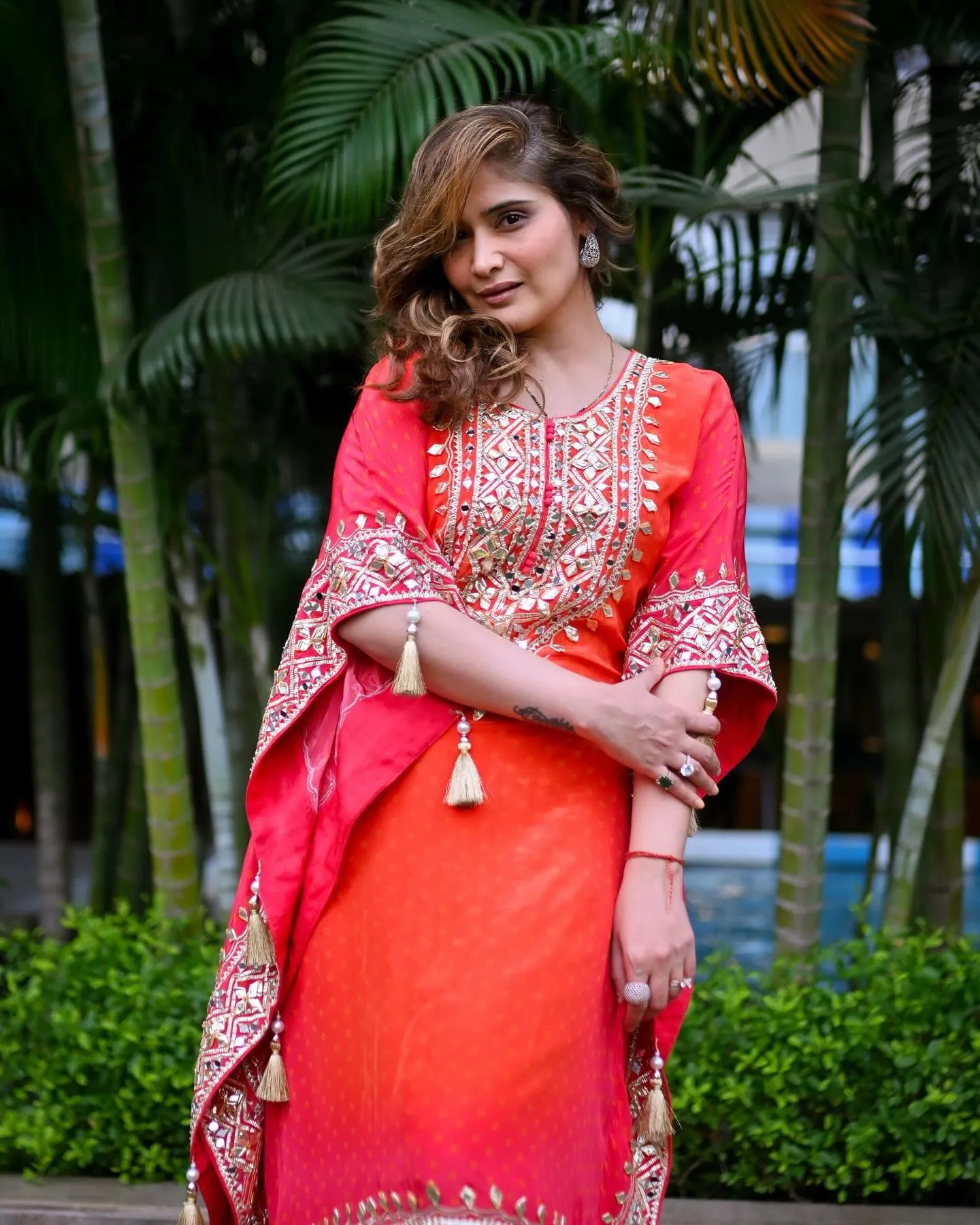 Arti Singh looks stunning in a red traditional suit image