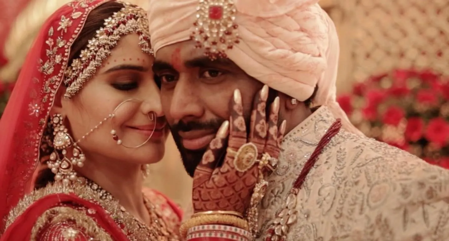 Arti Singh shares an emotional moment in red bridal attire