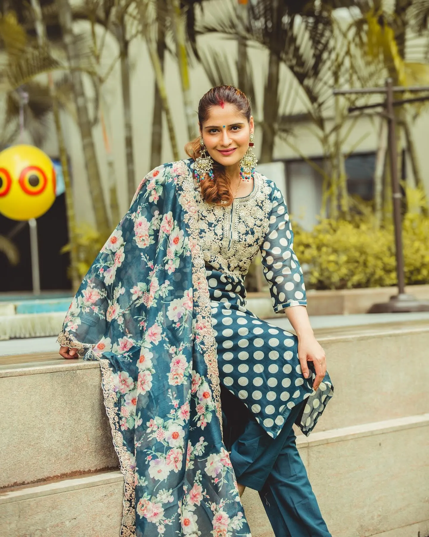 Arti Singh walks in style wearing a printed saree and belt