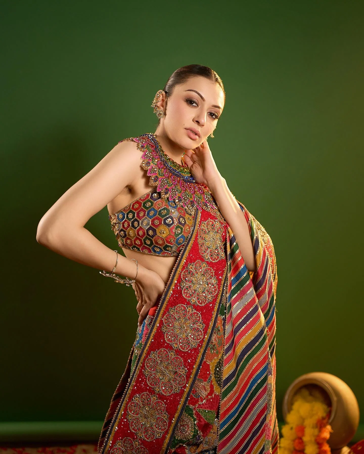 Actress Hansika Motwani in Festive Traditional Saree