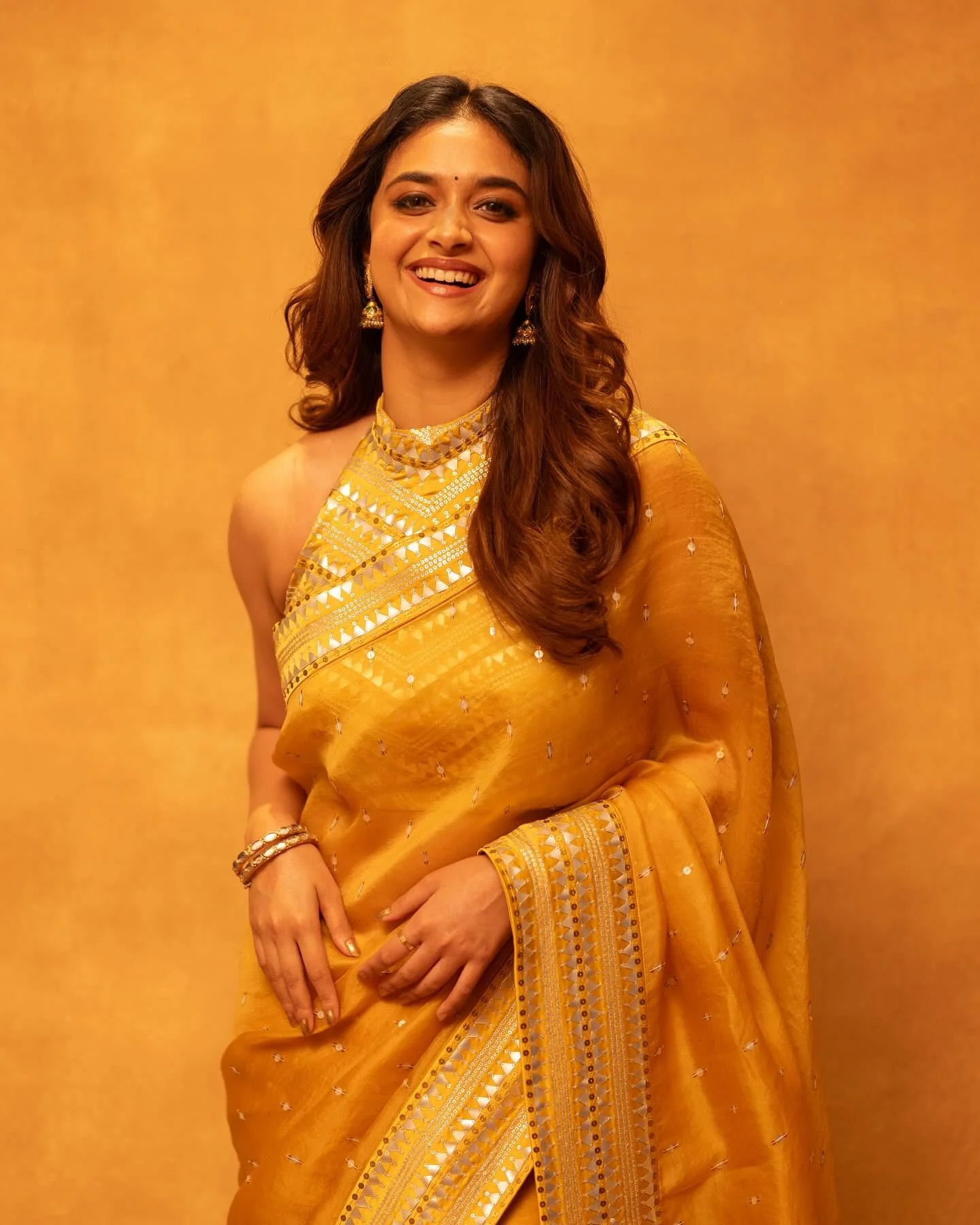Keerthy Suresh in Elegant Yellow Saree Hd Picture