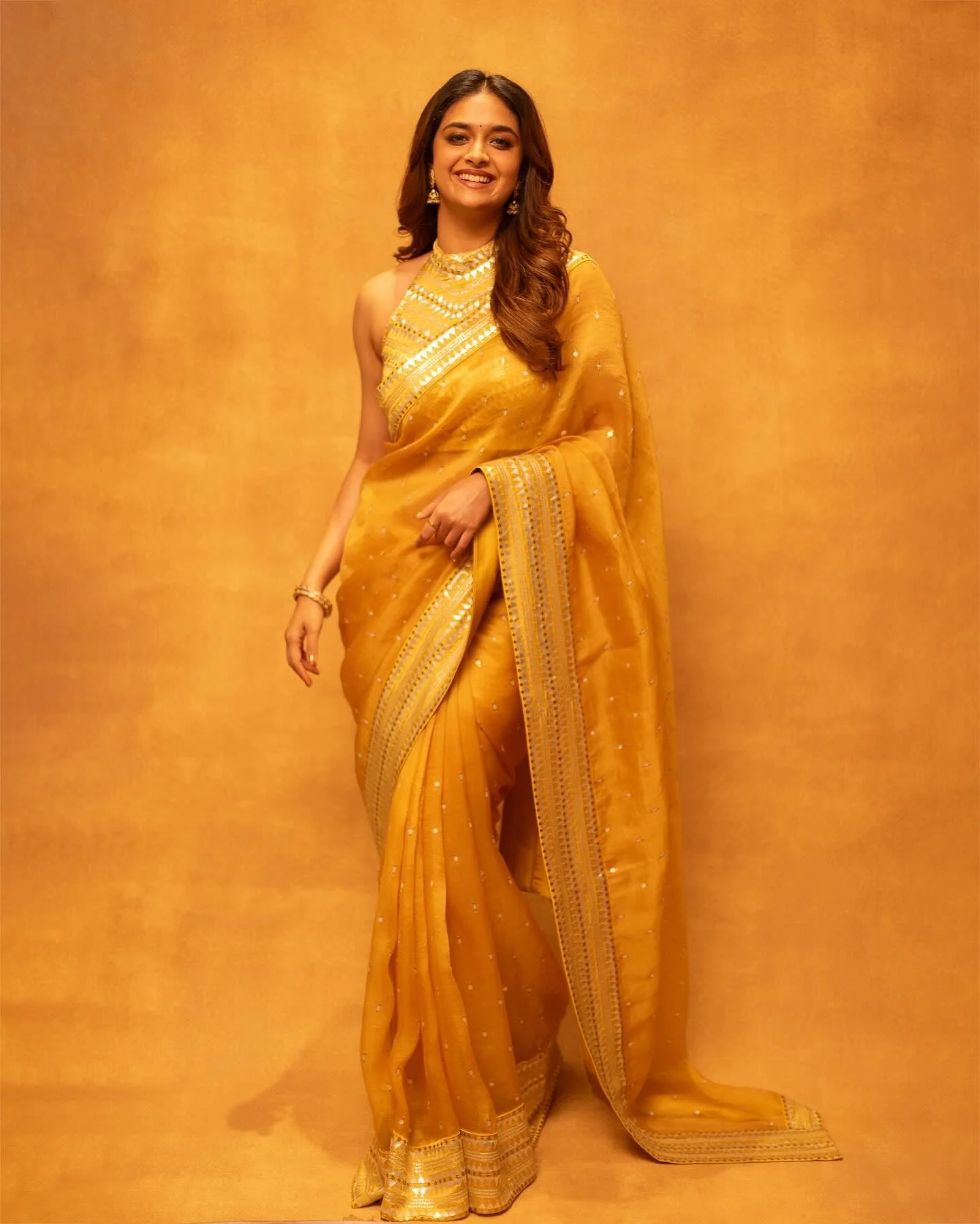 Keerthy Suresh in Elegant Yellow Saree Look