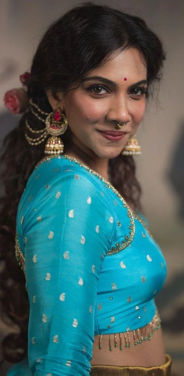 Madonna Sebastian hot in Blue Ethnic Wear Hd Wallpaper