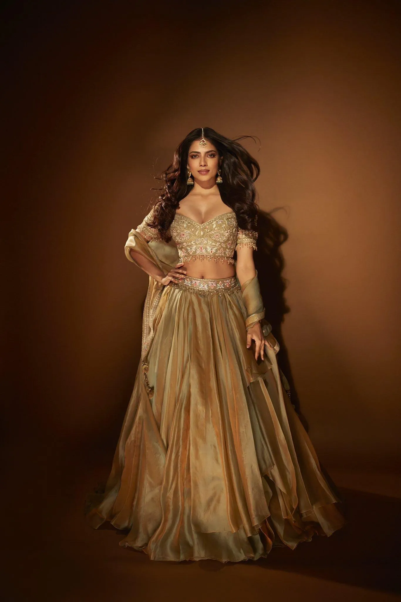 Attractive Malavika Mohanan in Golden Gown Royal Look Image