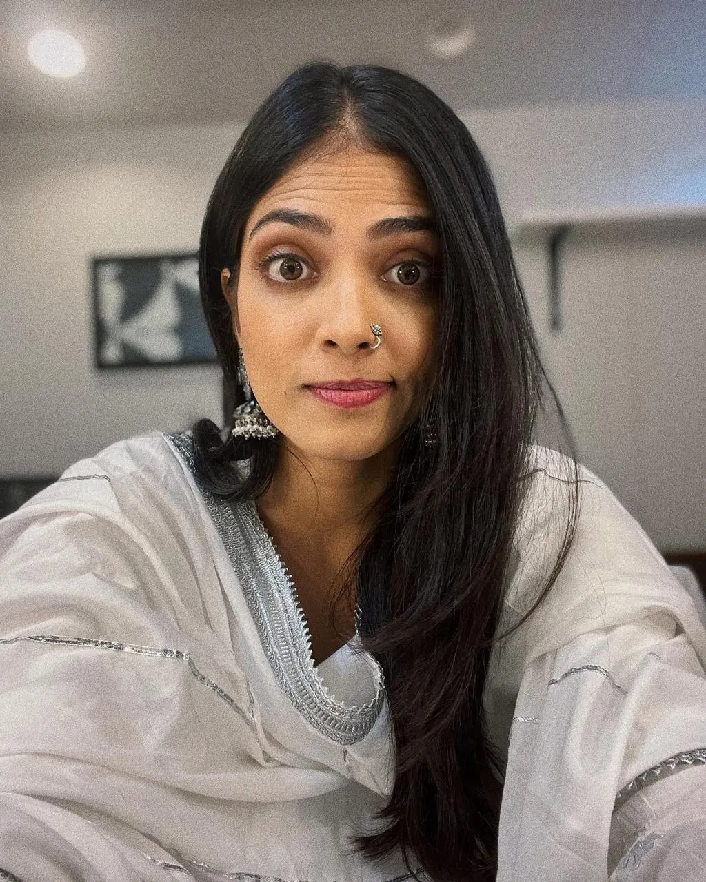 Attractive Malavika Mohanan Modern Pose in Casual Outfit