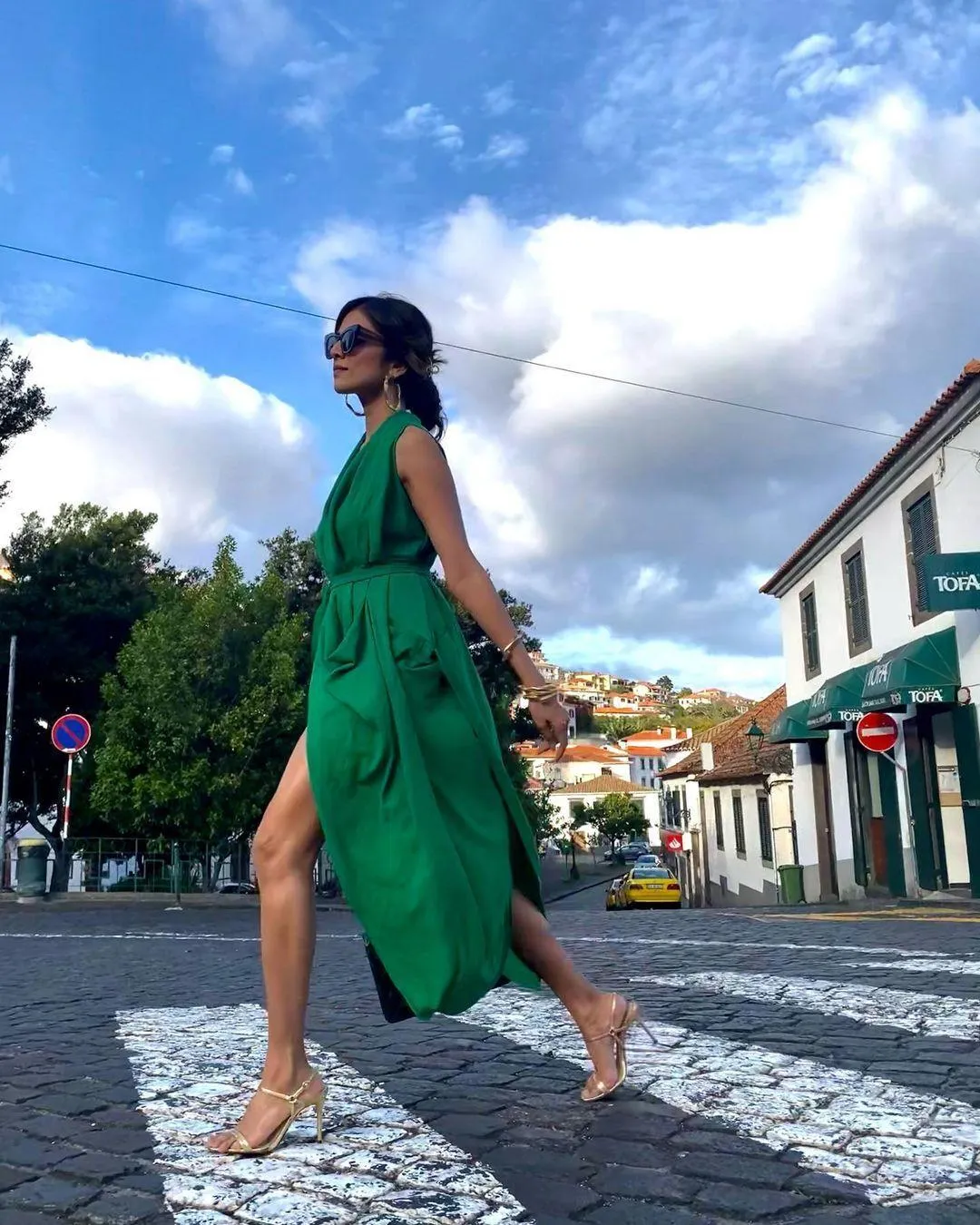 Attractive Malavika Mohanan Wearing Green Dress Outdoors