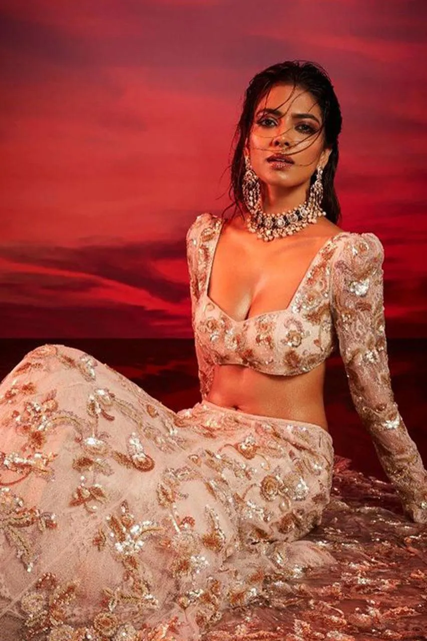 Beautiful Click of Malavika Mohanan Sitting in Pink Outfit