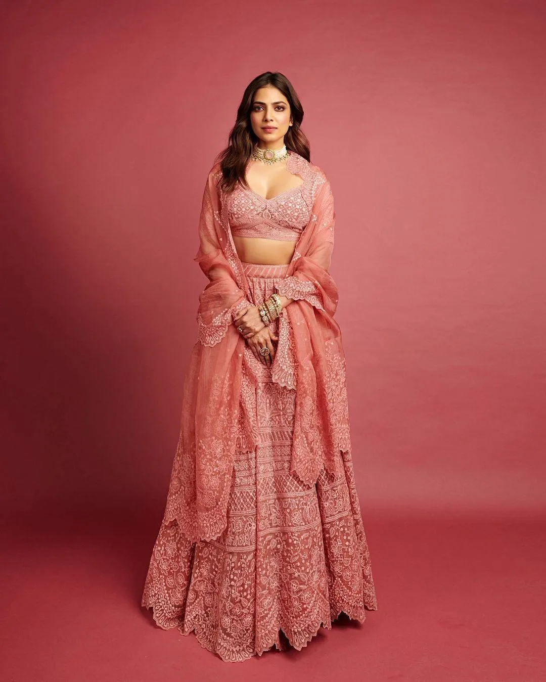 Beautiful Click of Malavika Mohanan Stylish Pose in Red Gown