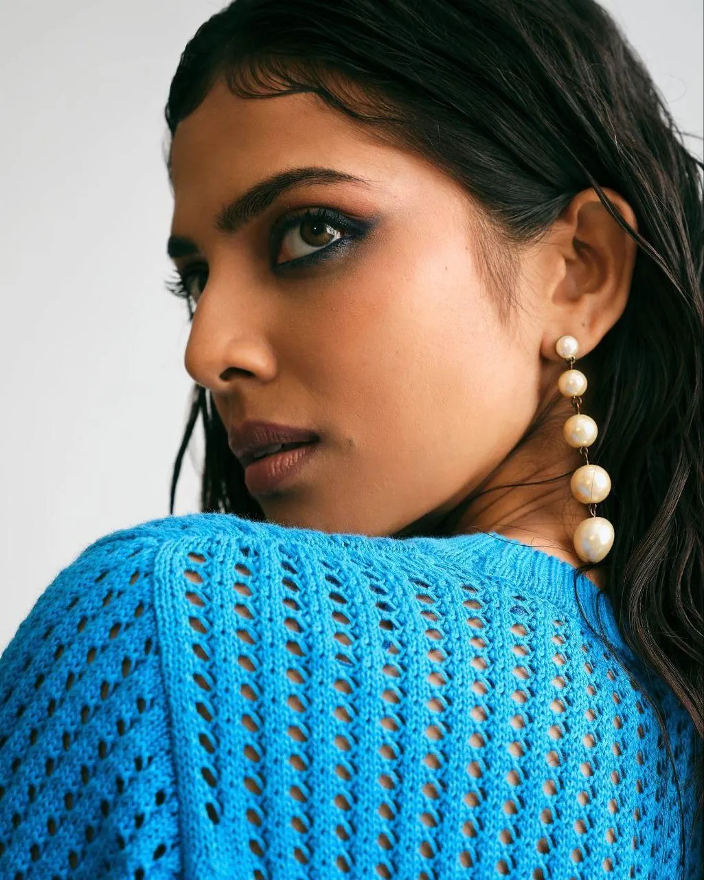 Beautiful Malavika Mohanan Close Up in Blue Stylish Outfit