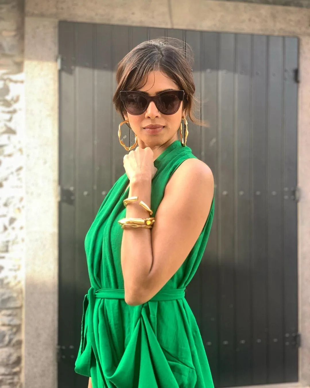 Beautiful Malavika Mohanan in Green Chic Modern Outfit Image