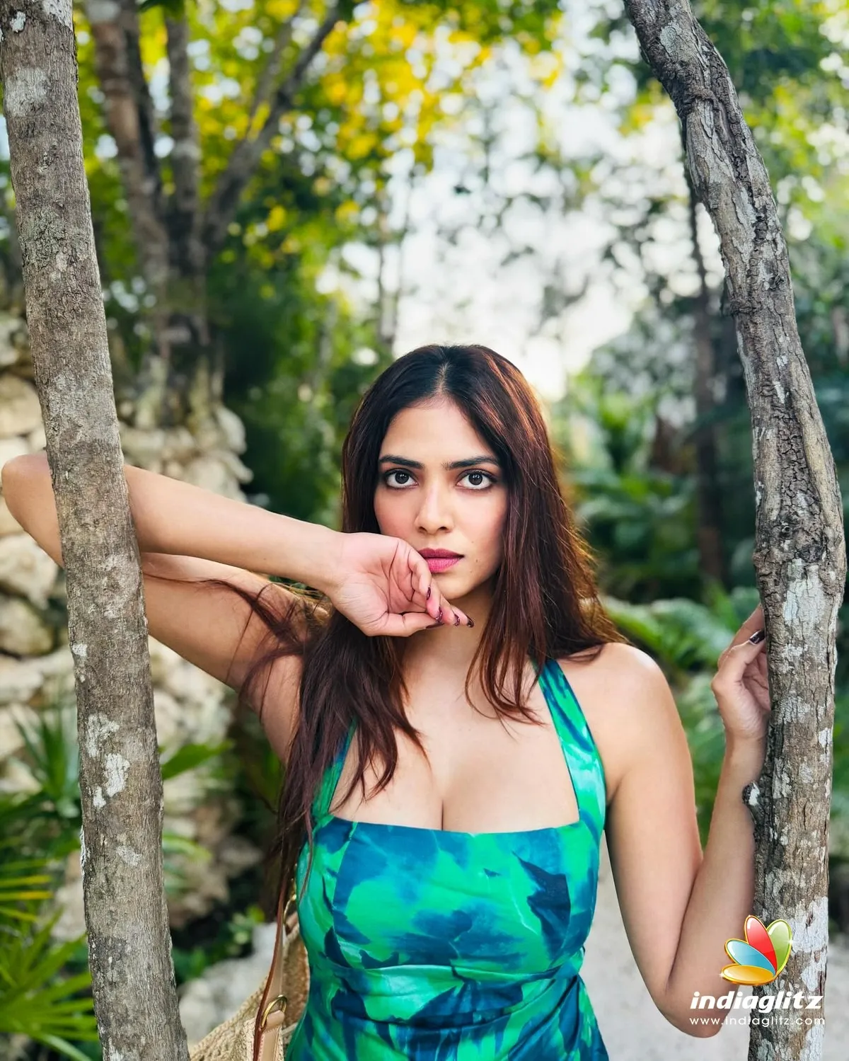 Beautiful Malavika Mohanan Outdoors Wearing Green Dress
