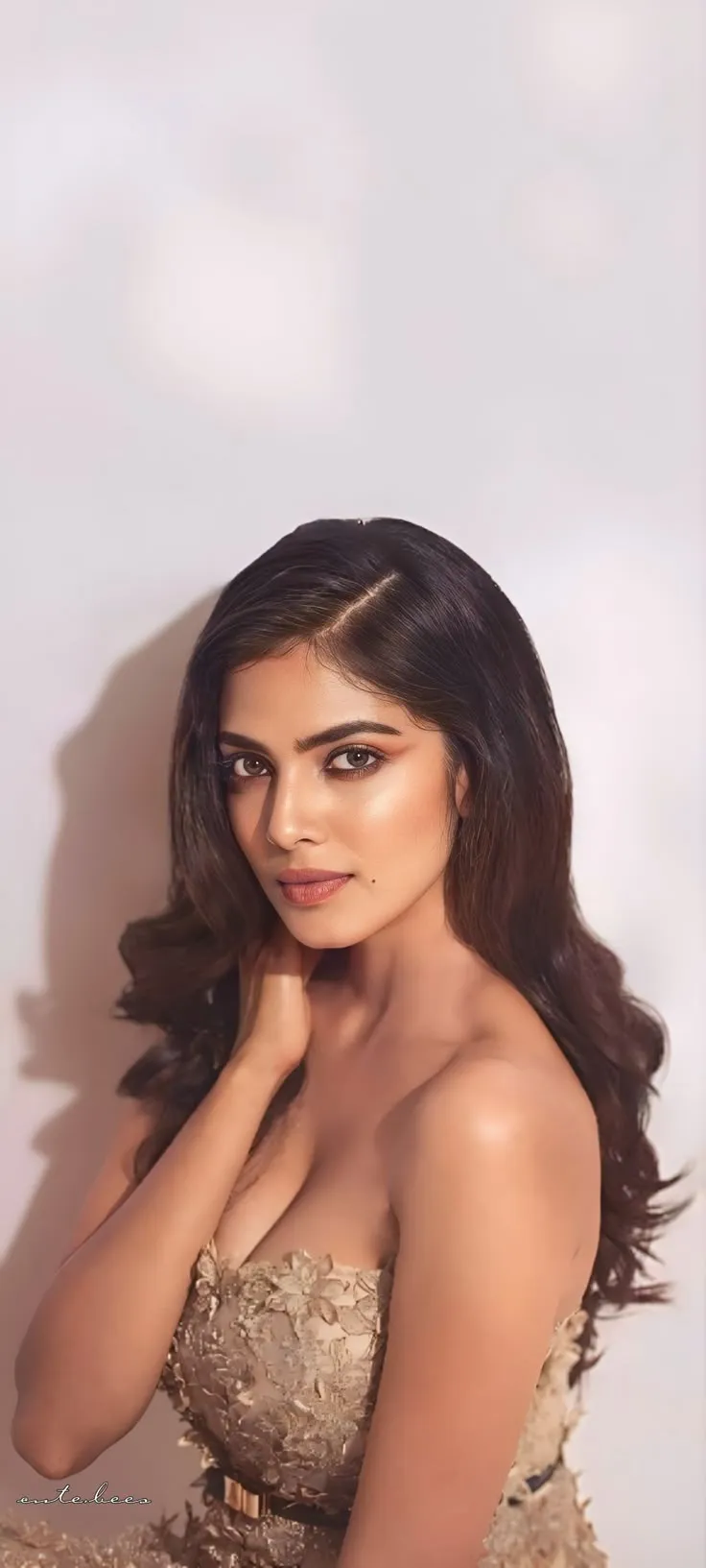 Beautiful Malavika Mohanan Posing Confidently in Grey Dress