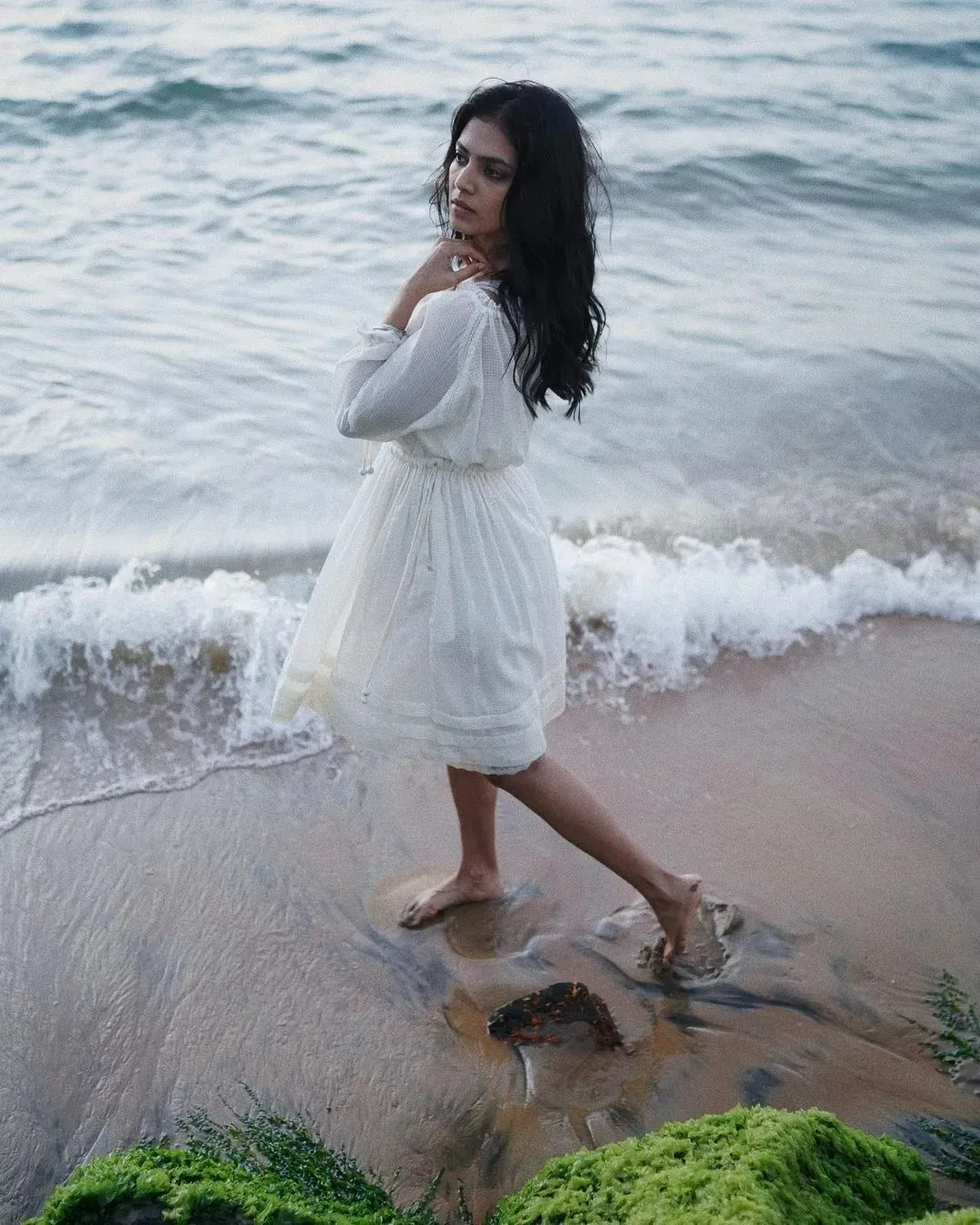 Beautiful Malavika Mohanan Standing Alone by the Seaside