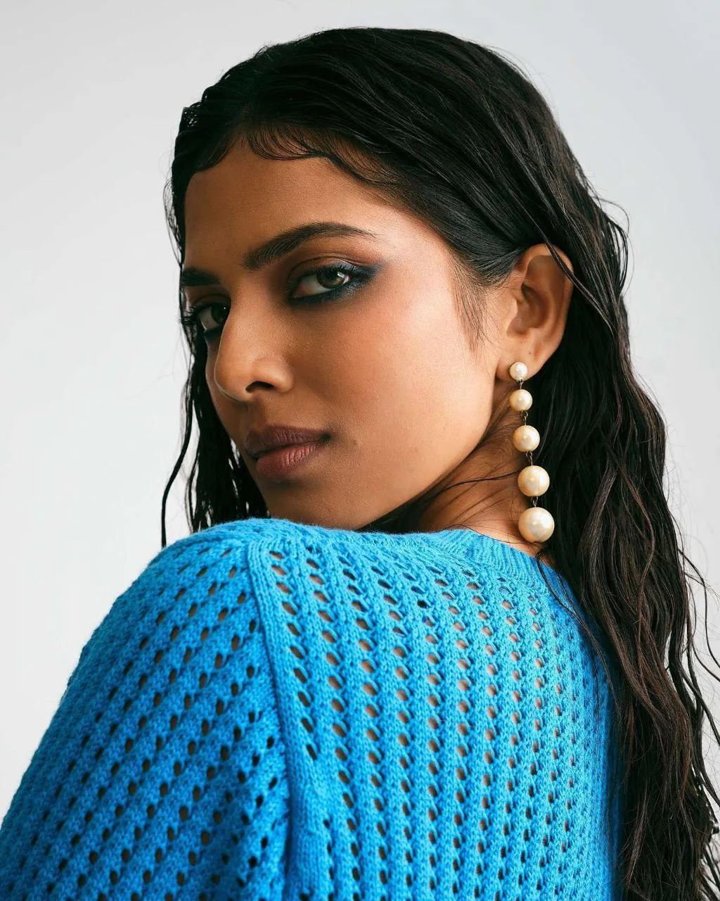Beautiful Malavika Mohanan Stylish Close Up in Blue Dress