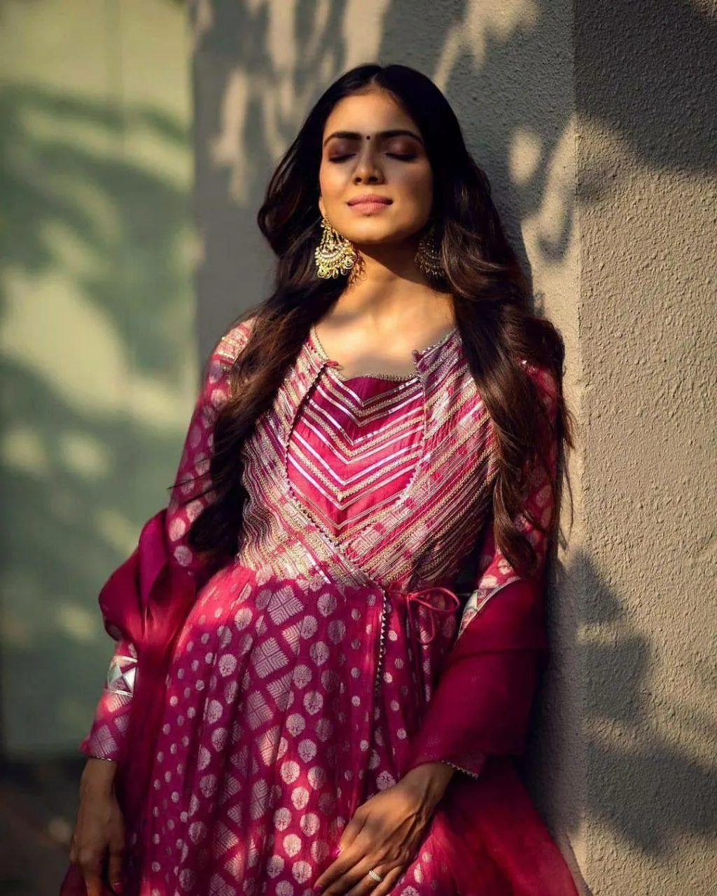 Charming Malavika Mohanan in Purple Ethnic Gown Outdoor