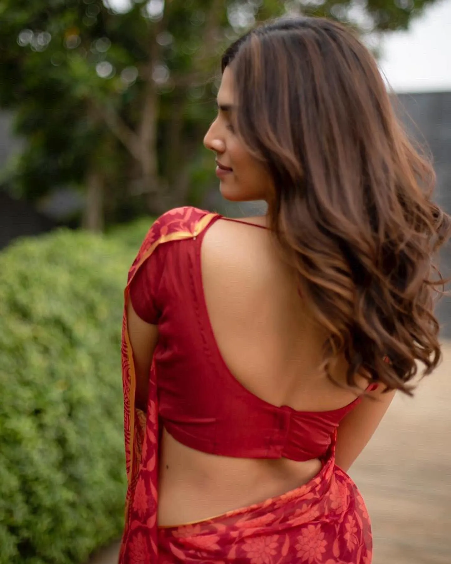 Charming Malavika Mohanan in Red Gown Outdoor Chic Style