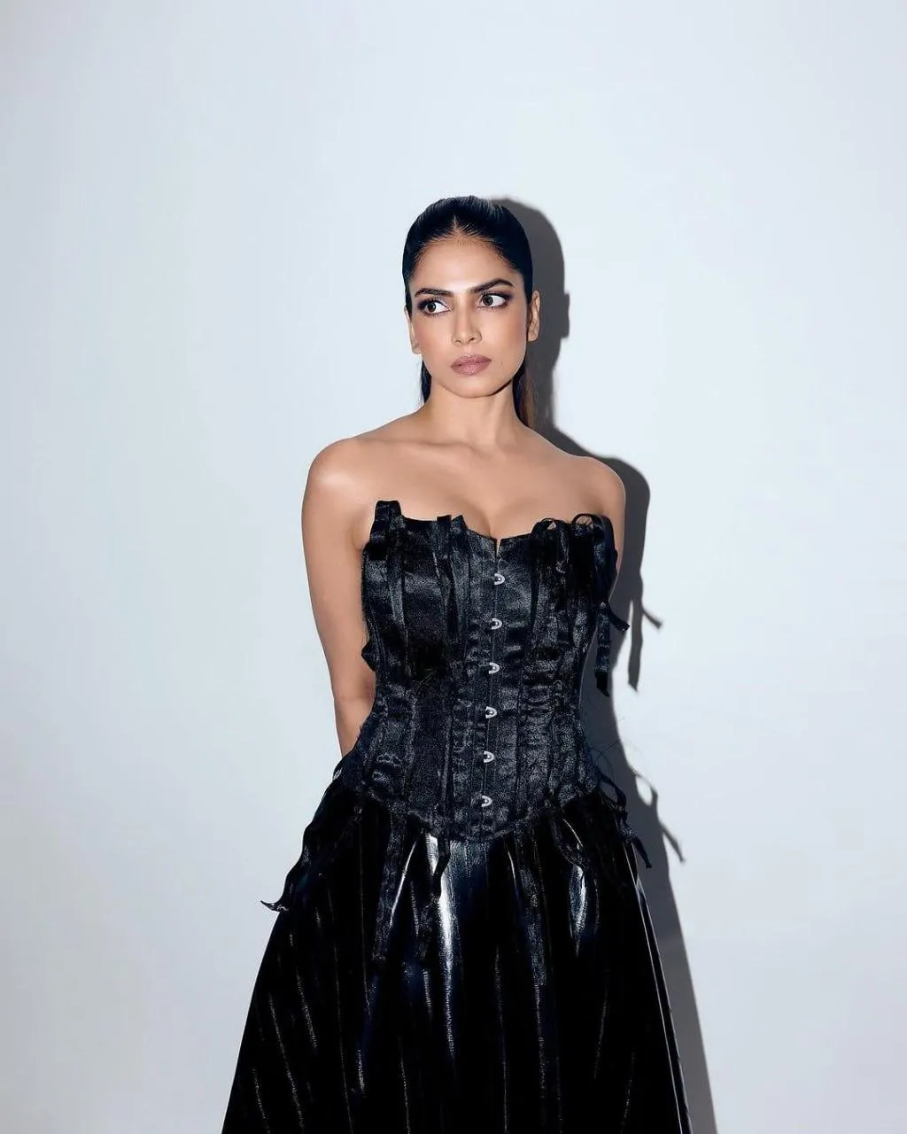 Charming Malavika Mohanan in Strapless Black Gown Style