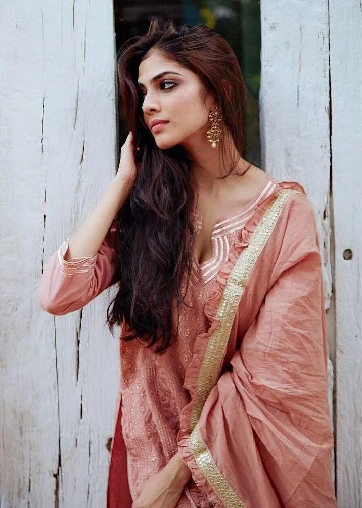 Charming Malavika Mohanan in Traditional Pink Saree Pose