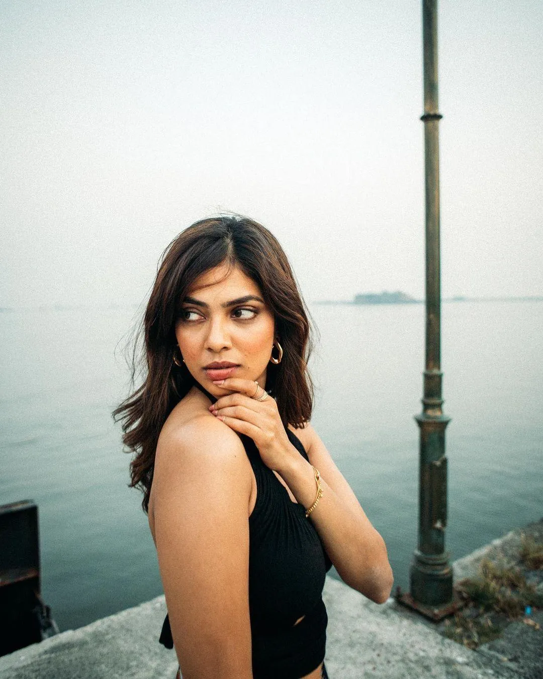 Charming Malavika Mohanan Stunning Black Dress Style Shot