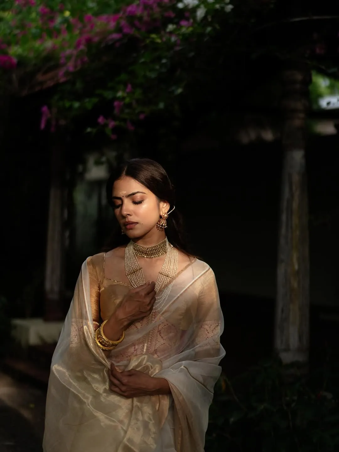 Elegant Pose of Malavika Mohanan Natural in Simple Saree
