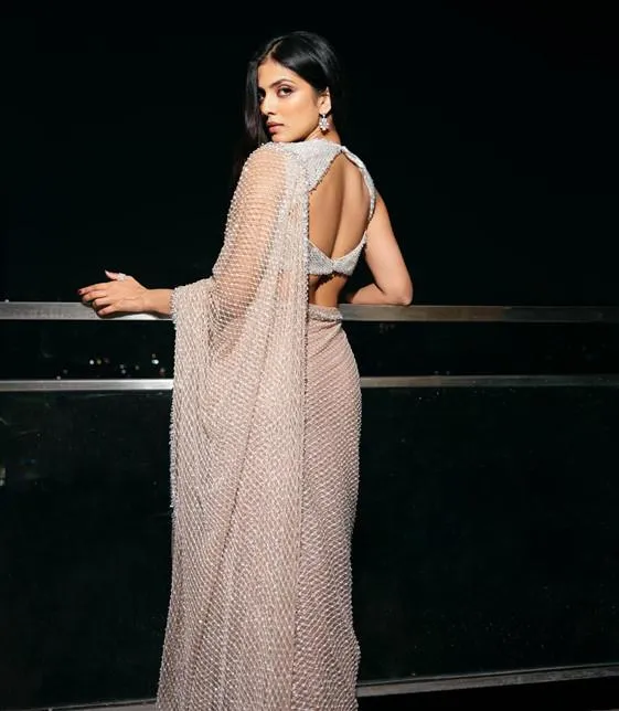 Glamour Pic of Malavika Mohanan Dazzling in Pastel Saree