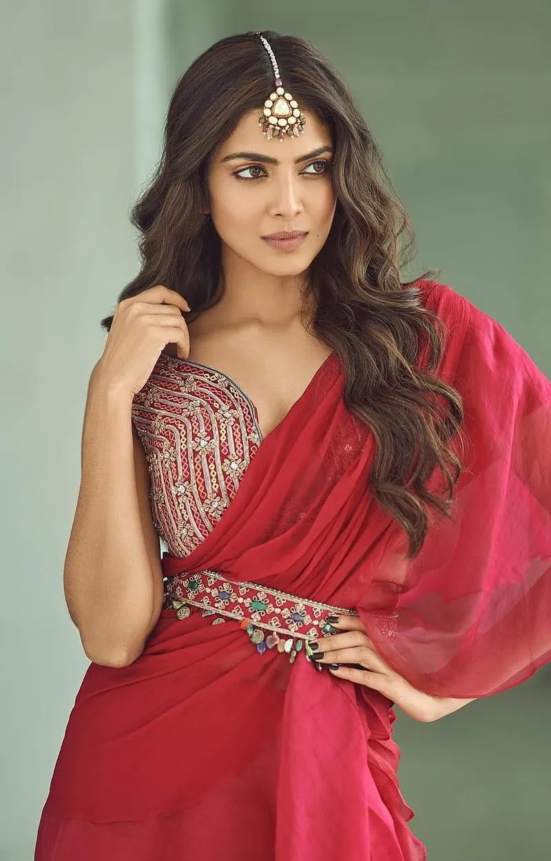 Gorgeous Malavika Mohanan in Red Dress Stylish Portrait