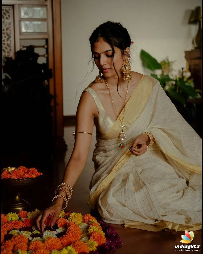Gorgeous Malavika Mohanan in Saree Posing Gracefully Image