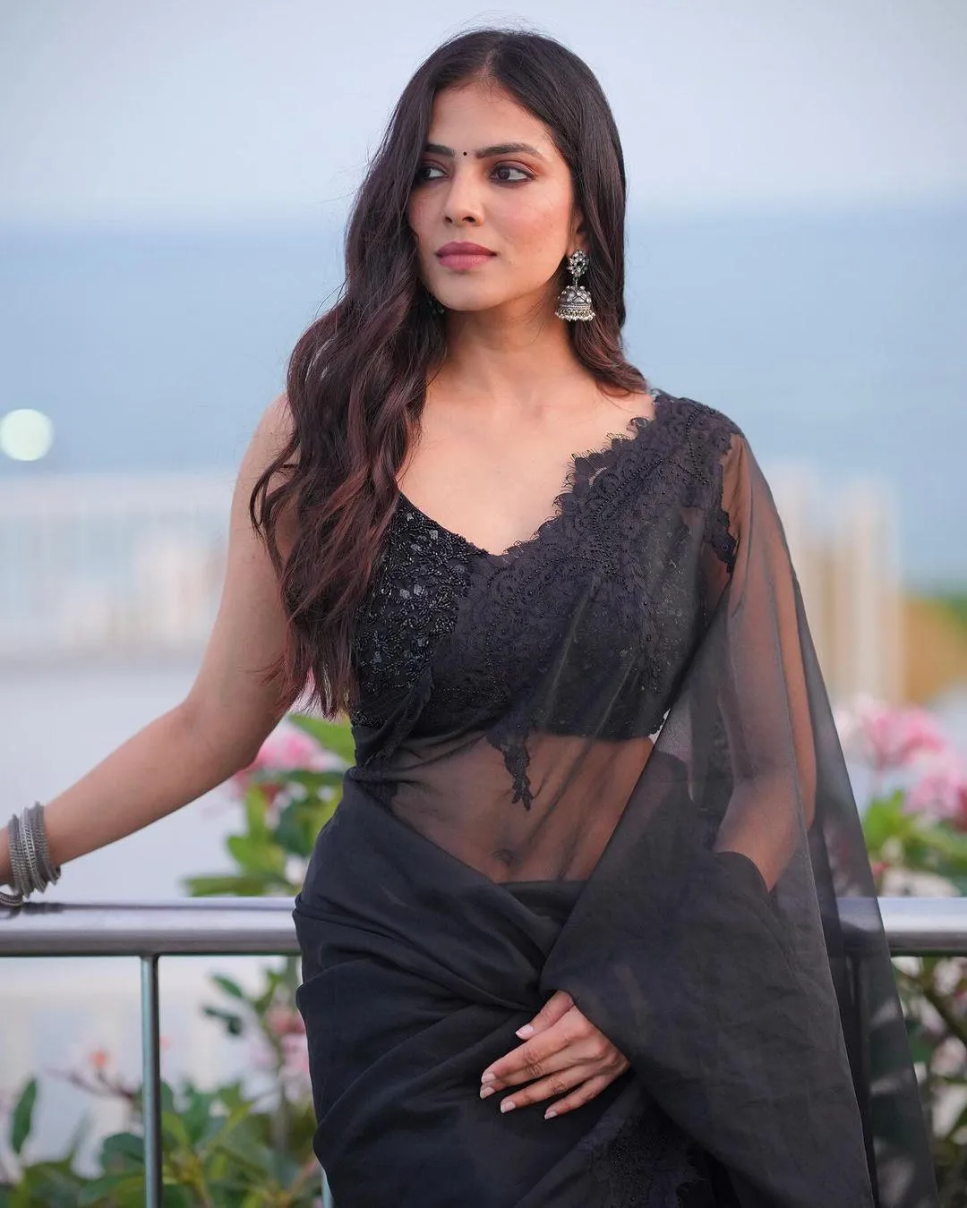 Gorgeous Malavika Mohanan in Sheer Black Dress Outdoor