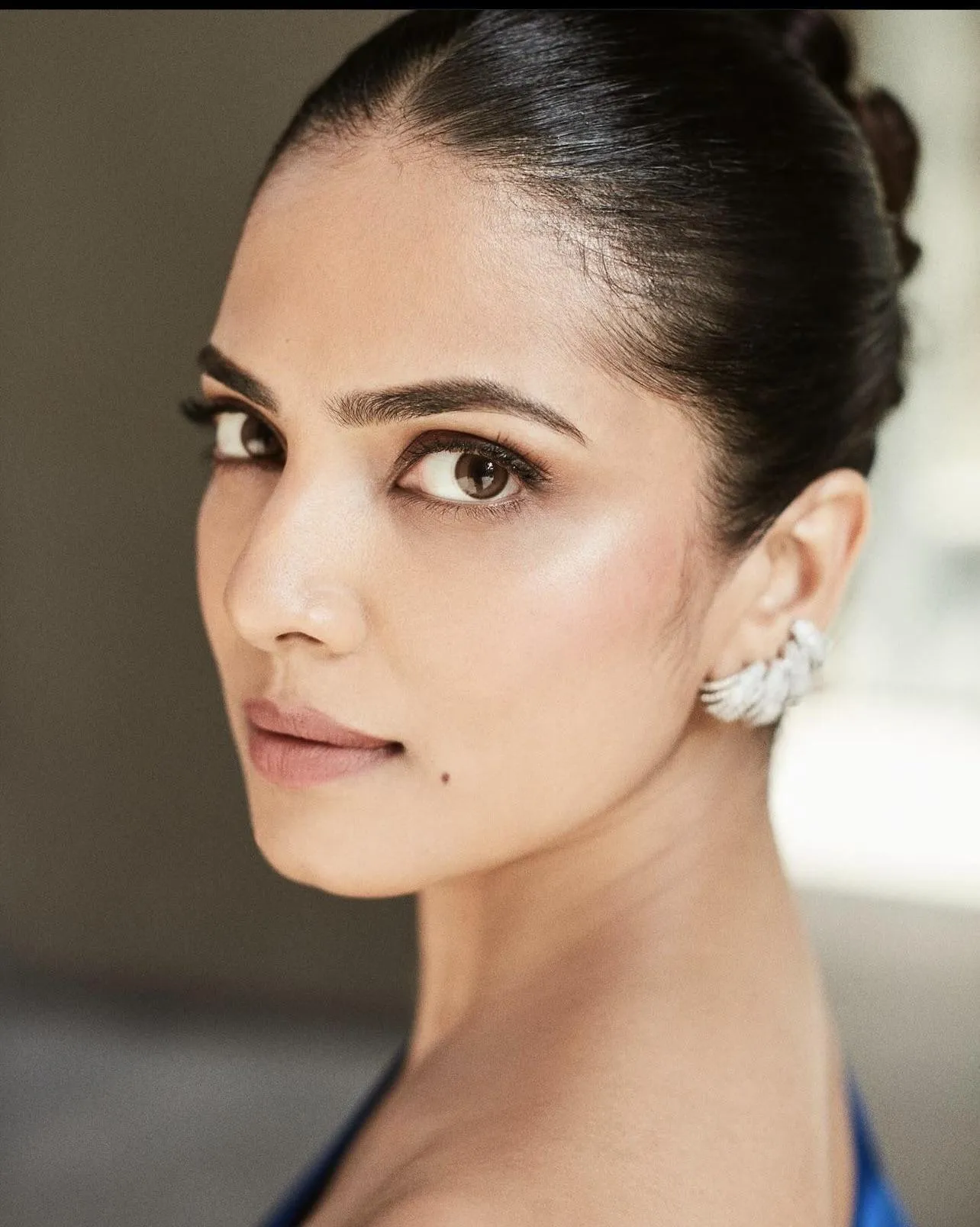 Gorgeous Malavika Mohanan in White Outfit Closeup Portrait