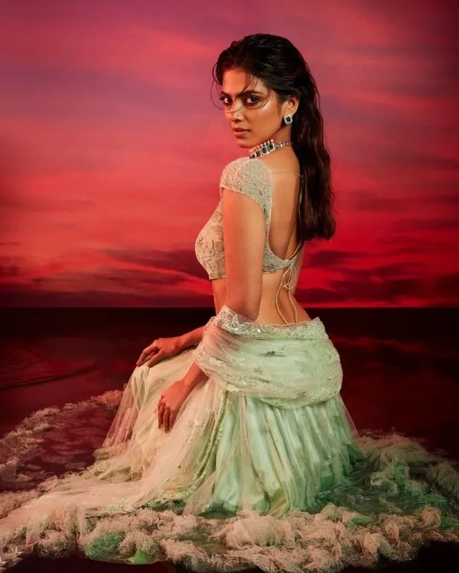 Gorgeous Malavika Mohanan Wearing Green Dress At Sunset