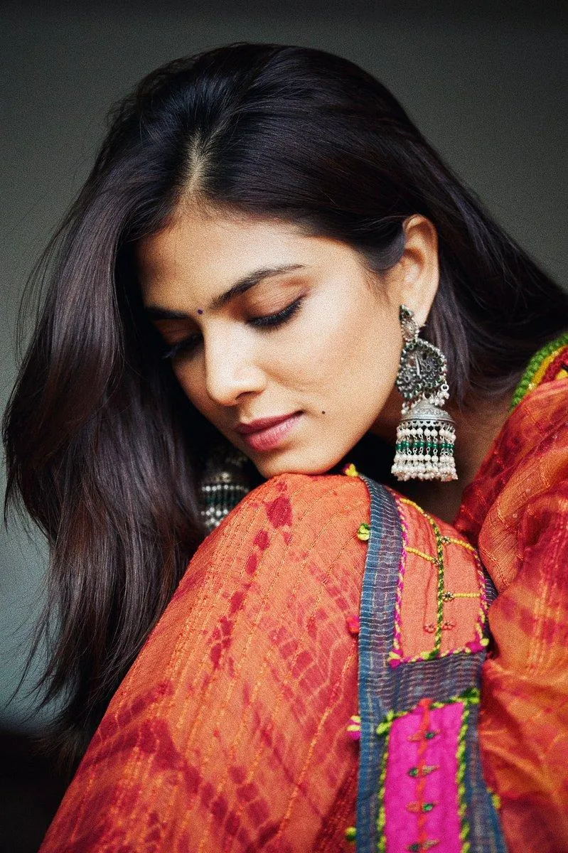 Handsome Malavika Mohanan in Ethnic Attire Thoughtful