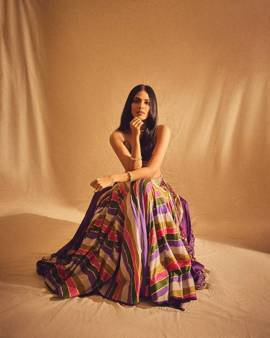 Handsome Malavika Mohanan Wearing Colorful Cultural Dress