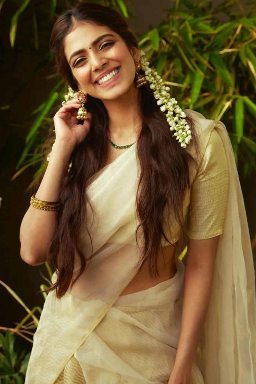 Hot Malavika Mohanan in Golden Gown Outdoor Chic Fashion