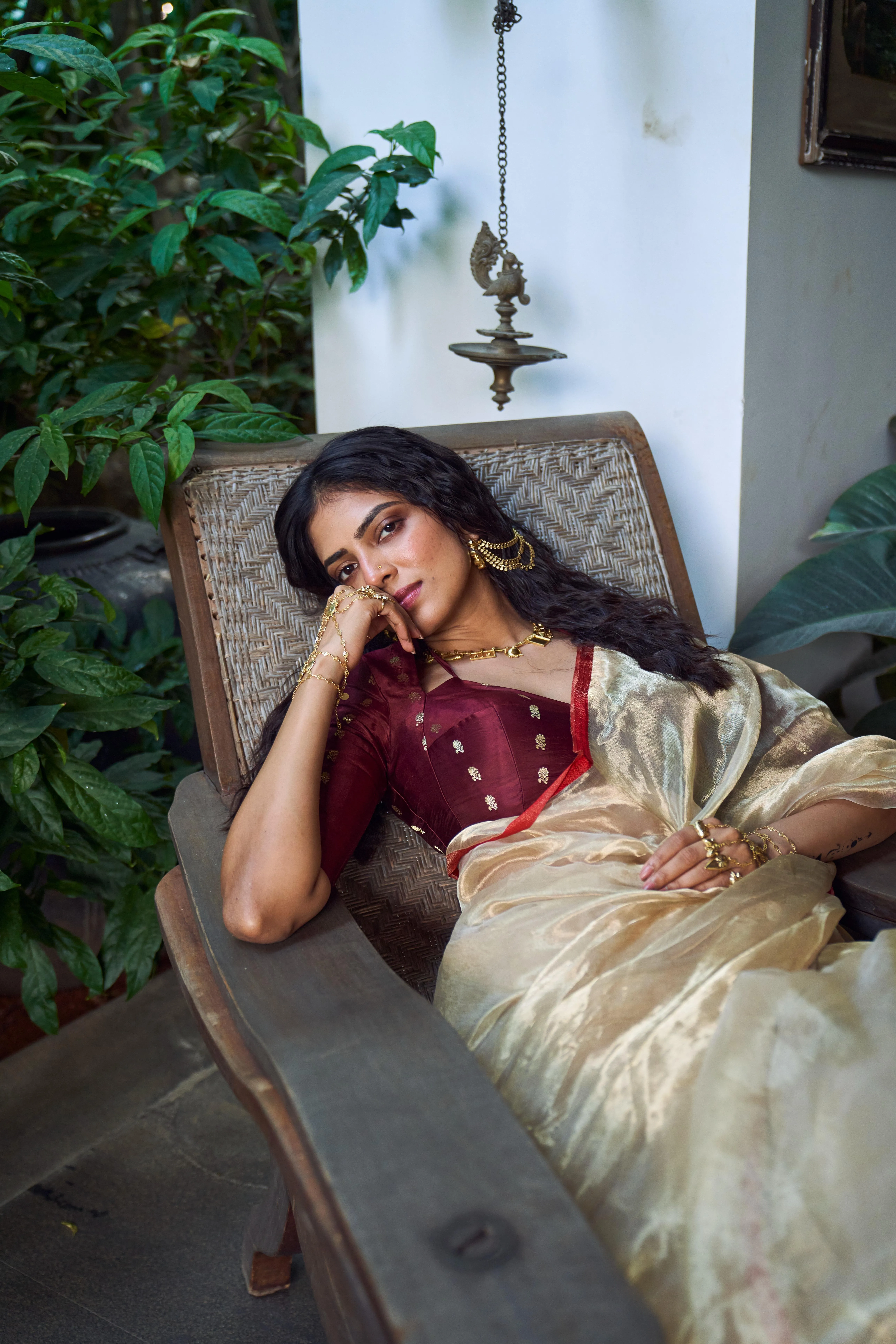 Hottie Malavika Mohanan in Saree Bedroom Relaxing Style