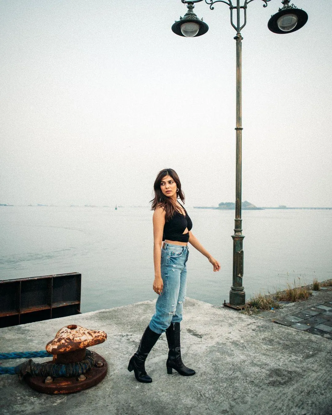 Malavika Mohanan Casual Look by Stunning Waterfront Picture