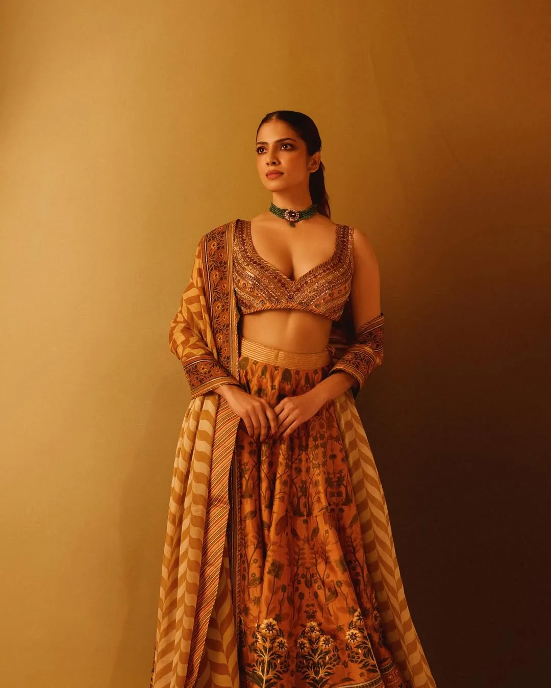 Malavika Mohanan Gorgeous in Golden Traditional Dress Look