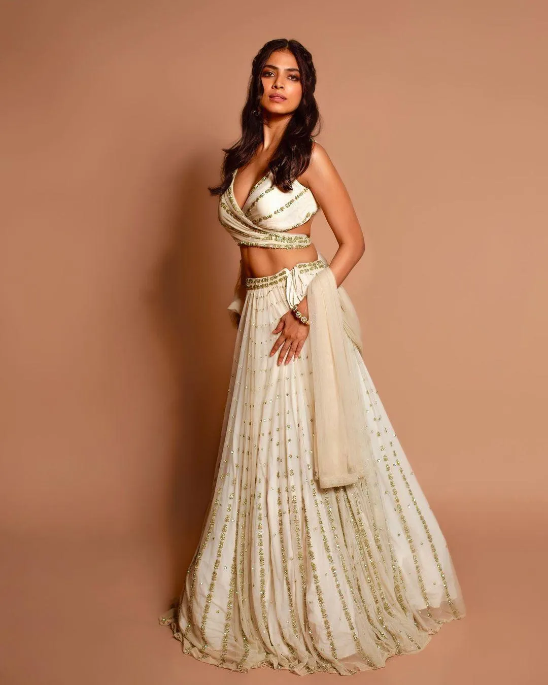 Malavika Mohanan in Traditional Beautiful White Dress Image