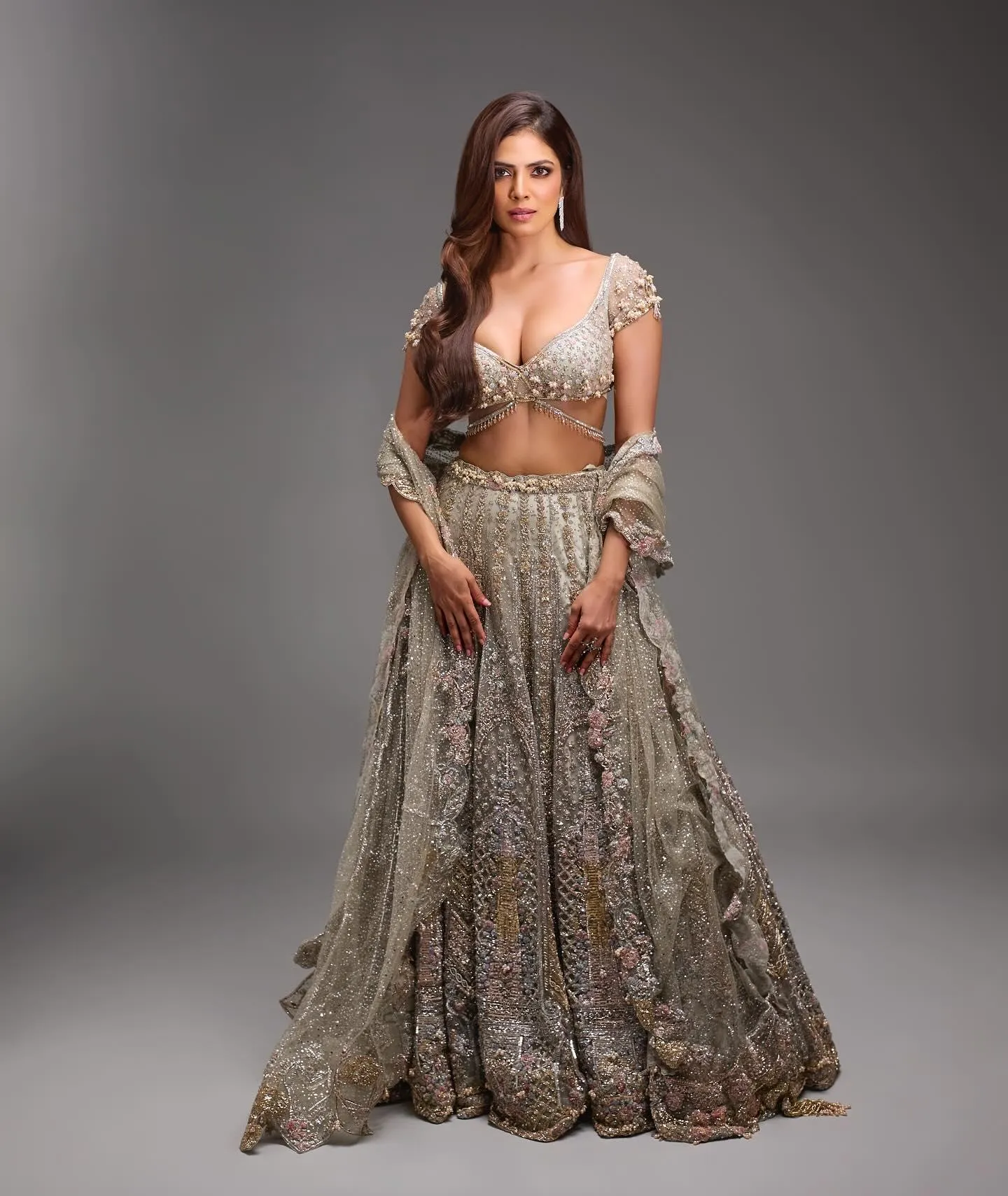 Malavika Mohanan Stunning in Elegant Beige Gown Outdoors