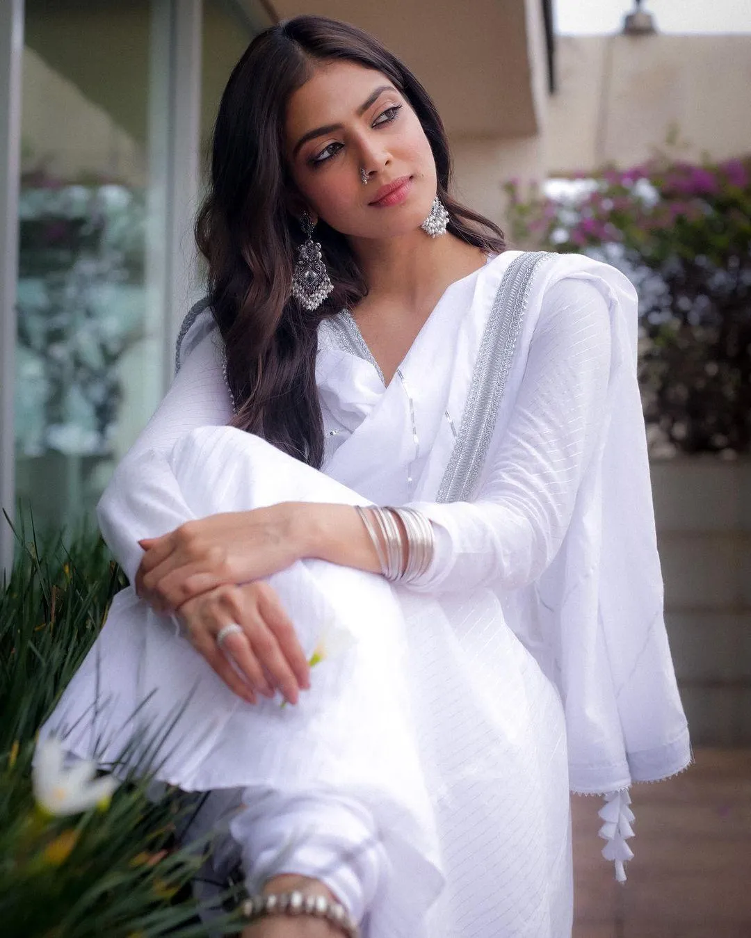 Malavika Mohanan Wearing Elegant Handsome White Dress Image