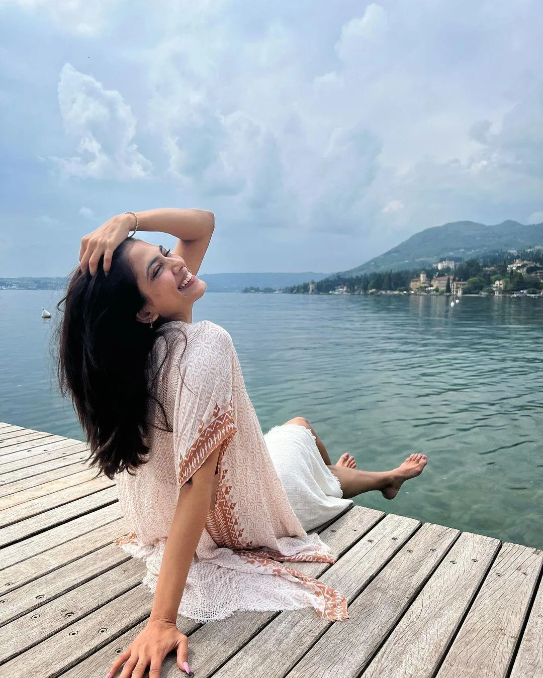Relaxed White Dress Pose by Malavika Mohanan on Pier Picture