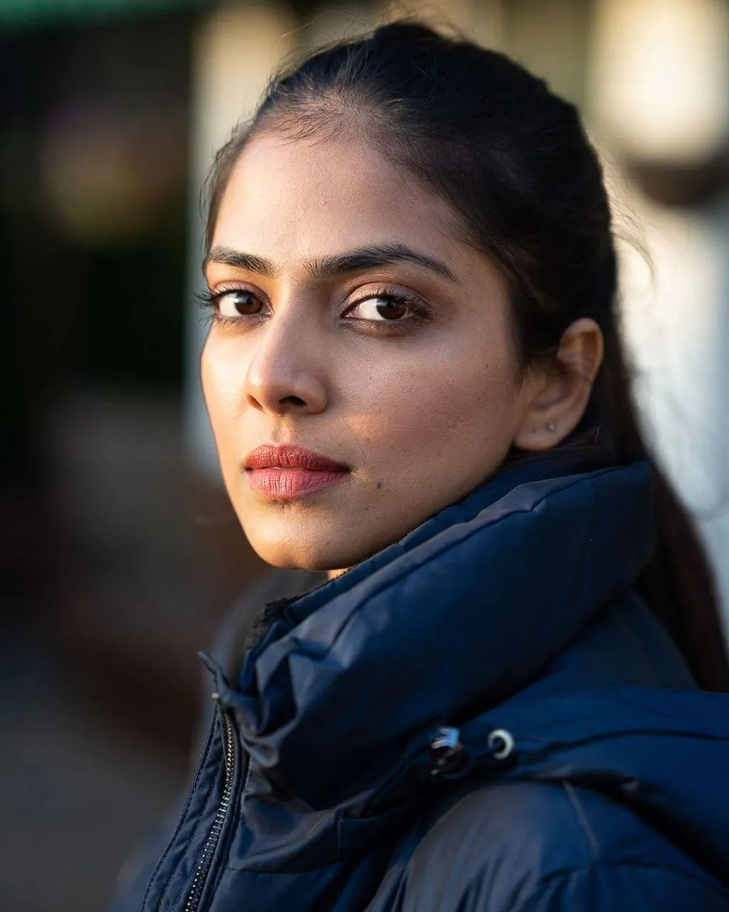 Sensual Malavika Mohanan in Navy Jacket Confident Look