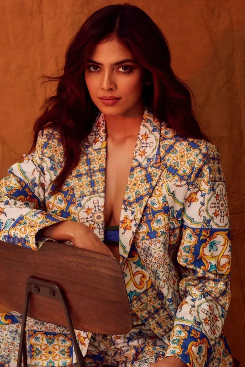 Sensual Malavika Mohanan in Printed Blazer with Bold Stare