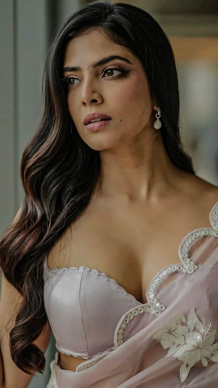 Sensual Malavika Mohanan in Silver Gown Stylish Portrait
