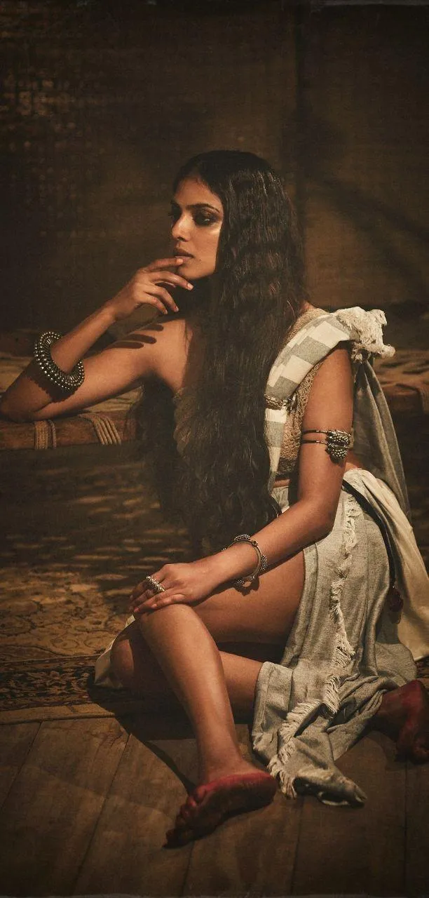 Sensual Malavika Mohanan in White Ethnic Dramatic Sitting