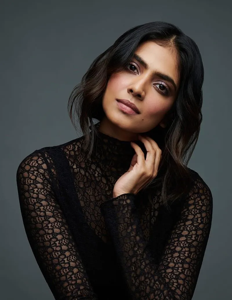 Sheer Sleeve Black Dress Worn by Malavika Mohanan Wallpaper