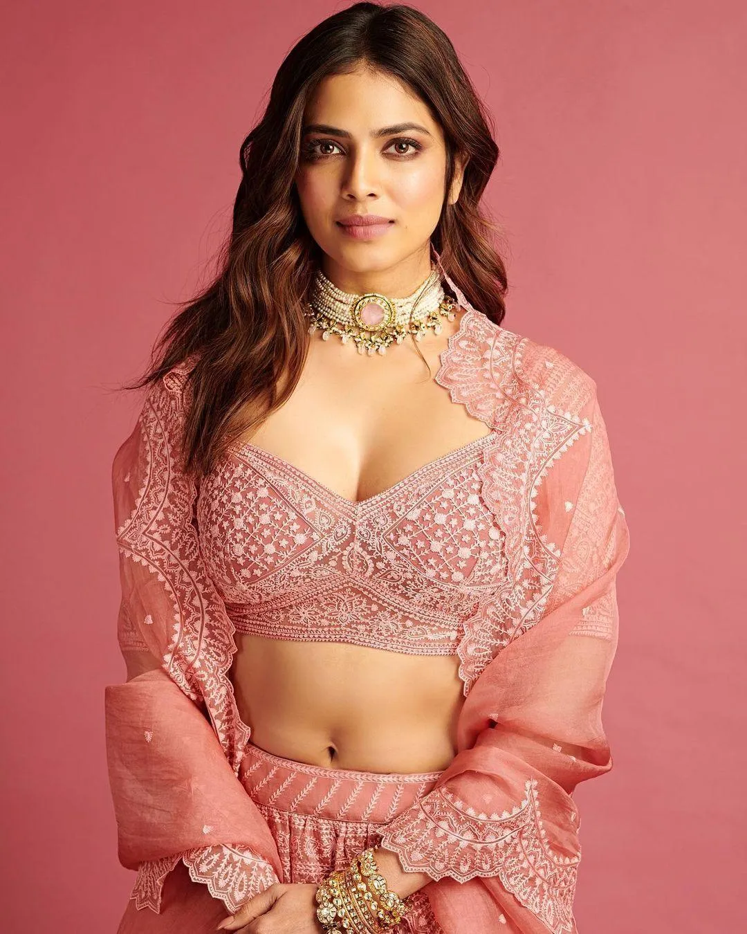Smiling Malavika Mohanan in Soft Pink Dress Looks Lovely
