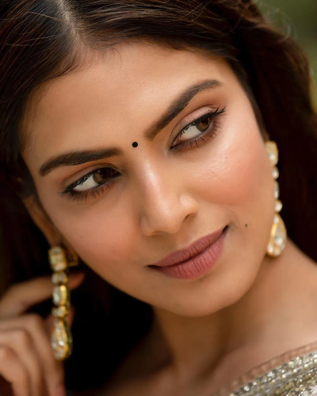 Stunning Malavika Mohanan in Saree Close Shot Soft Smile